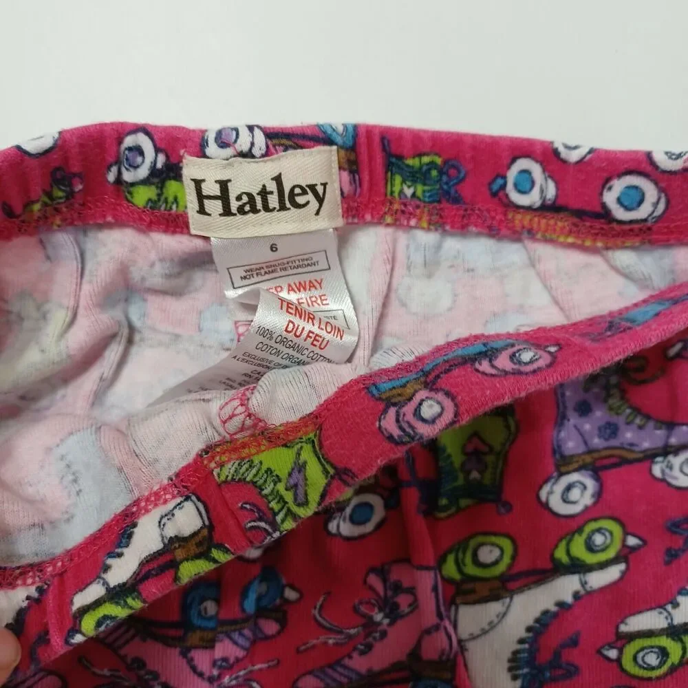 Hatley Girls 6 Sleep Shorts Pink Colorful Roller Skates‎ Elastic Pull On Waist
